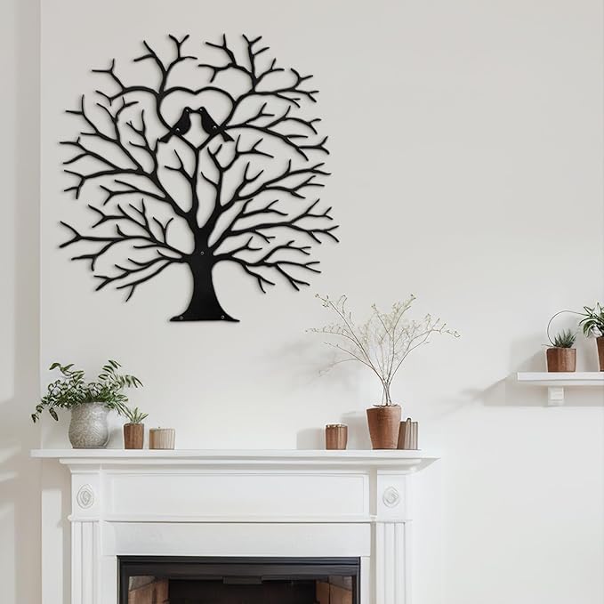SIGNLEADER Metal Wall Art Decor Heart-Shaped Tree of Love Abstract Wall Sculpture Hangings Home Decoration for Living Room, Bedroom, Bathroom, Kitchen, Outdoor - 36" Black