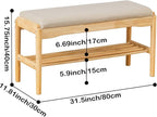 Shoe Bench, Entryway Bench, Wood 2-Tier Shoe Rack with Cushion Padded Seat Shoe Organizer (31.5",Beige+Nature)