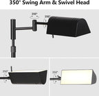 SUNMORY Dimmable LED Pharmacy Floor Lamp, 16W/1500LM Bright Reading Floor Lamp with Remote & Touch Control, 350°Swing Arm, Adjustable Task Craft Standing Lamp for Living Room Bedroom Office, Black