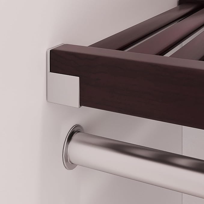 John Louis Home Solid Wood Walk-In Closet Organizer - 100% Real Wood Cut-to-Fit System with Adjustable Shelves, Metal Garment Bars & Ventilated Design for Custom Storage (Espresso)