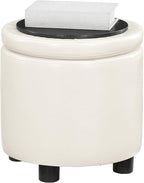 Designs4Comfort Round Accent Storage Ottoman with Reversible Tray Lid
