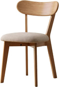 100% Solid Oak Dining Chairs, Mid Century Modern Dining Chair with Curved Backrest, Fabric Upholstered Dining Chairs for Kitchen, Study, Living Room (1, Original Wood-Gray Cushion)