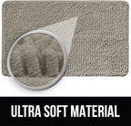 KANGAROO Bathroom Rugs, Chenille Soft Absorbent Bath Rug, Shaggy Shower Mat, Quick Dry Machine Wash Bathmat, Plush Carpet Mats for Tub, Bathtub and Room Home Decor Accessories, 60x24, Beige