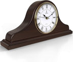 Mantel Clock Battery Operated - Wooden Mantle Clock - 15x7.5 - Silent, Made of Real Wood & Easy to Read - for Living Room Decor Above Fireplace Mantel, Office, Shelf, Table & Home Décor Gift