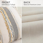Boho Pillow Covers 18x18 Set of 2 for Couch-Modern Farmhouse Sofa Decorative Throw Pillow Covers Textured Chenille Cushion Covers Outdoor Netural Bohemian Pillow Cases Square