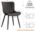 YOUNUOKE Dining Chairs Set of 2 Upholstered Mid Century Modern Kitchen Chair Comfortable Armless Faux Leather Accent Chair with Metal Legs for Guest Waiting Reception Living Room, Dark Brown