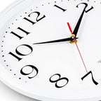 Bernhard Products White Wall Clock Silent Non Ticking, 12 Inch Quality Quartz Battery Operated Round Easy to Read Home/Office/Kitchen/Classroom/School Sweep Clock, Black Hands