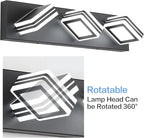 SOLFART LED Bathroom Vanity Light Fixtures： 3 Light Matte Black Modern Acrylic Bathroom Wall Lighting Fixtures Over Mirror Cool White 6000K