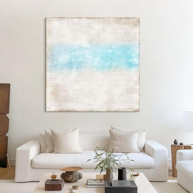 Large Wall Art Living Room Wall Decor Abstract Art Prints Modern Paintings for Bedroom Wall Decorations Extra Blue Beige Pictures