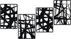 Bdor Decorative Metal Panels, Set of 4, 10.98" x 15.94", Modern Geometric Design, Black Metal Wall Art, Room Dividers, Architectural Elements for Home and Office Décor