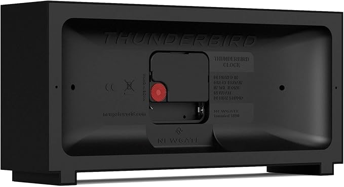 NEWGATE® Thunderbird Desk Clock | Retro Contemporary Rectangular Design | Black | Modern mid Century Style for Desk, Mantel, Table top or Shelf