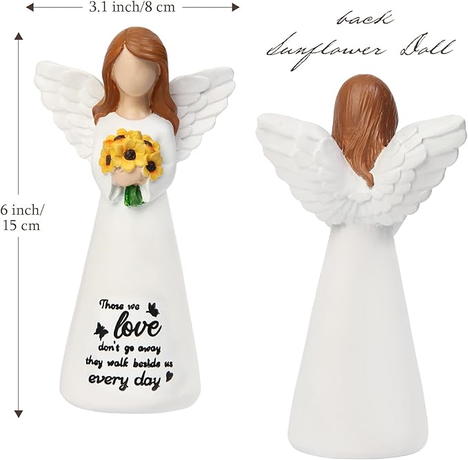 INLOMEM Sympathy Gifts for Loss of Loved One, Remembrance Gifts, Bereavement Gifts, Angel Gifts for Women, Memorial Gift for Loss of Dad Mom Grandmother, Angel Figurines (White)