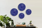 ITrixgan Deep Blue Wall Art Round Metal Modern Accent Sunburst Hanging Decor Above Bed TV for Home Office Bedroom Living Room Set of 4