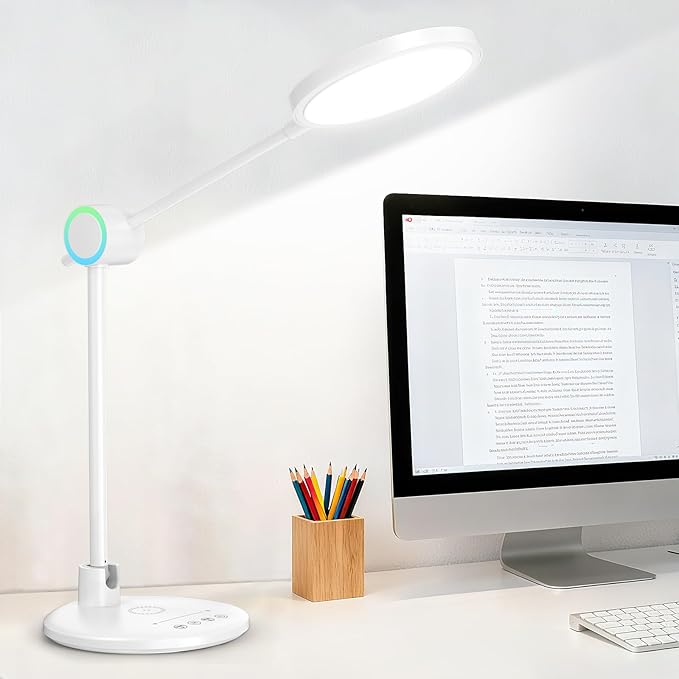 Desk Lamp for Home Office, 800LM Bright Eye-Caring Desk Light, 2900K-5800K Dimmable Table Lamps, Touch Control Computer Light for Reading,Dorm Study