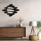 SIGNLEADER Metal Wall Art Decor Abstract Shapes Geometric Illustrations Modern Abstract Wall Sculpture Hangings Home Decoration for Living Room, Bedroom, Bathroom, Kitchen, Outdoor - 18" Black