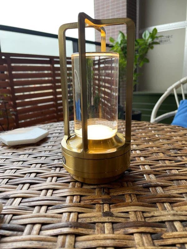 Klarako Crystal Lantern Lamp – Modern Cordless Rechargeable Bedside & Outdoor Light, Portable Wireless Lamp – Dimmable Touch Control – Luxury Living Room & Hotel-Style Lighting (Gold, 2-Pack)