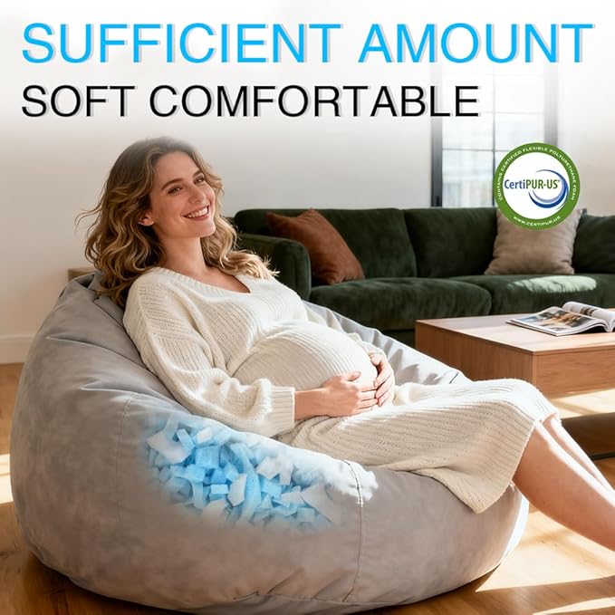 10lbs Shredded Memory Foam Filling, Blue and White Bean Bag Filler, Soft Pillow Stuffing Refill for Couch, Cushion, Dog Bed, Pouf, Arts and Crafts