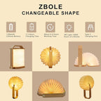 Portable Bamboo Lamp - Foldable Japanese Lantern with USB Charging, Waterproof Tear-Resistant Fiber Paper Shade, Accordion Travel Light for Home Decor Camping Gift