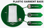 PARTY BARGAINS Disposable Garment Bag, 100 Pack, 60 x 20 IN, Polyethylene, Zipper Closure