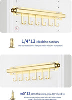 16.5" Valet Rod for Closet Pull Out With 6 Hooks Valet Rods for Closets (2Pack Gold) Closet Valet Rod Slide Out