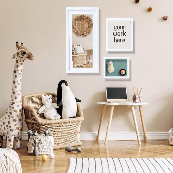 KTKDE 10x10 Picture Frame, Display 8x8 With Mat or 10x10 Without, Tempered Glass Wooden Square Photo Frame for White Frame, Wall Gallery Poster Frame best gift