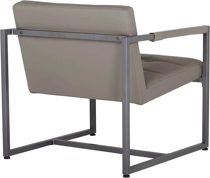 Camber Modern Accent Chair in Blended Leather, Pewter Gray/Mushroom