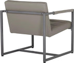 Camber Modern Accent Chair in Blended Leather, Pewter Gray/Mushroom