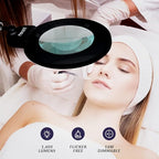 Neatfi XL Bifocal LED Magnifying Lamp – 7” Acrylic Lens, 5D/20D Magnification, 1,600 Lumens, Dimmable with 3 Light Modes, Adjustable Arm & Clamp, Lamp for Reading, Crafting (Black, CCT with Clamp)