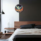8 inch Silent Battery Operated Wall Clock, Decorative Round Wall Clock, Space Themed Astronauts