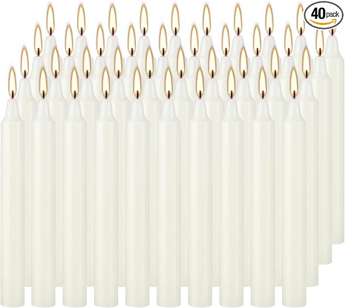 Set of 40 Ivory Candles Mini Unscented Taper Candles for Christmas,Household, Wedding, Rituals, Prayer, Birthdays, Meditation, Altar,Party and Home Décor Candlesticks - 4 Inch Tall