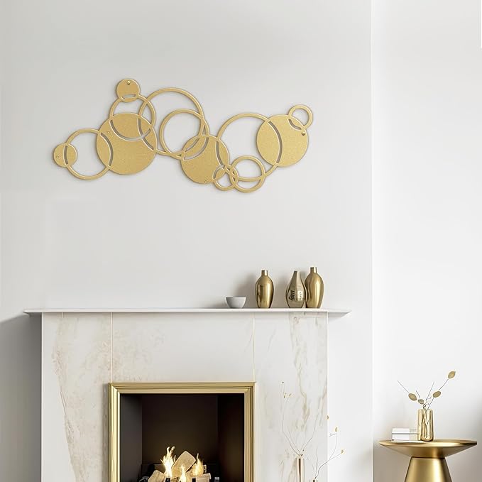 SIGNLEADER Metal Wall Art Decor Circle Shapes Minimalist Modern Abstract Wall Sculpture Hangings Home Decoration for Living Room, Bedroom, Bathroom, Kitchen, Outdoor - 36" Gold