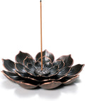 Large Incense Holder for Sticks Anti-Ash Spilling, Brass Lotus Incense Stick Holder and Detachable Ash Catcher
