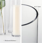WGVI Quality Thick Weighted Clear Cylinder Glass Vases, 4" W x 6" H, Flower Arrangement Glass Candle Holders Wedding Centerpieces Terrarium Planter Pen Brush Storage Container, Bulk Wholesale, 12 Pcs