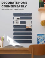 Fluxynara Cork Board Alternative Felt Strip Board 8-Pack 13"x2", Office Pin Board with 50 Push Pins, Adhesive Install for Bedroom Door & Home Office(Deep Charcoal Blue)