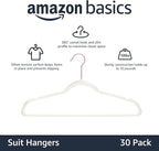Amazon Basics Slim, Velvet, Non-Slip Suit Clothes Hangers, Ivory/Rose Gold - Pack of 30