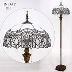 WERFACTORY Tiffany Floor Lamp Crystal Bead White Stained Glass Standing Reading Light 16X16X64 Inches Antique Pole Corner Lamp Decor Bedroom Living Room Home Office S508W Series