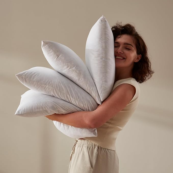 Feather Throw Pillow Inserts Set of 2, Soft Fluffy Square 18 x 18 Inches Decorative Pillow Insert, Feather and Down Filled Euro Pillows