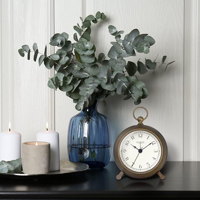 Jensen Pocket Watch Analog Alarm Clock for Bedroom,Silent Non Ticking, Modern Farmhouse Style, Wall & Mantel 2 in 1 Clock, Desk & Shelf Clock, Antique Bronze Finish, 5.4"(H) x 4.5"(W)