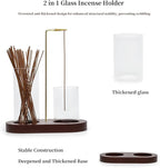 2 in 1 Glass Incense Holder for Sticks with 9-Hole Upright Burner, Ash Catcher, Brush & Greeting Card, Meditation & Yoga Accessories,Gift for Home Decor (Dark Base)