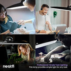 Neatfi XL Nail Desk Lamp with Clamp, 2200 Lumens, 20-Inch Wide Head, Dimmable 4 Levels, 6500K, LED Task Light for Manicure Table, Crafts, Workbench, Office (Non-CCT with Base, Black)