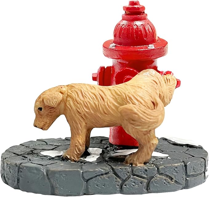 NINIPAPA Christmas Village Accessories Fire Hydrant for Christmas Village Santa's Sets Resin Figurines Puppy Statue for Santa Ornaments and Christmas Decoration