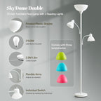 Luvkczc White Floor Lamp, 72" Tall Standing Floor Lamp with 5 Replace Lampshades, Torchiere Lamps with 8W Adjustable Reading Lights, Floor Lamps for Living Room, Bedroom, Office, Bulbs Included