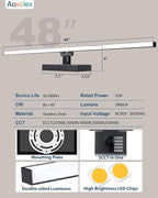 Bathroom Lights Over Mirror, 48 Inch 32W IP44 Black Modern Vanity Light, 5CCT Adjustable (2700K–5000K), Dimmable LED Light Fixture, Dual-Sided, 180° Rotatable Angle, ETL