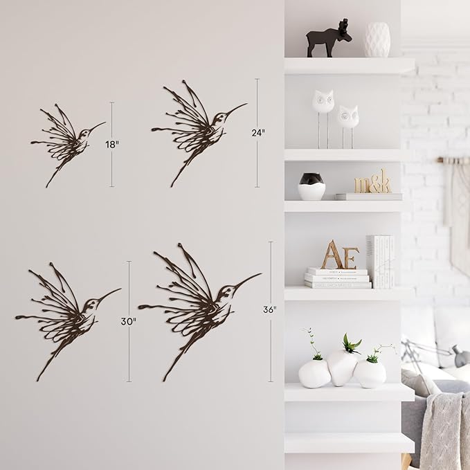 SIGNLEADER Metal Wall Art Decor Flying Bird Minimalist Modern Abstract Wall Sculpture Hangings Home Decoration for Living Room, Bedroom, Bathroom, Kitchen, Outdoor - 24" Bronze