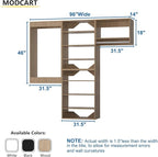 Modular Closet kit, 96in Wide Wardrobe Organizer - Tower Storage for Walk-In Closets, Wall-Mounted - Wooden Finish