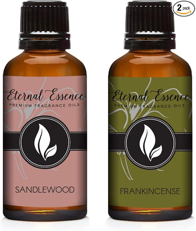 Eternal Essence Oils 2 Pack 30ml Premium Fragrance Oil - Sandalwood & Frankincense - for Candle, Soap Making, Aromatherapy, Diffusers, Home Care, & Humidifiers