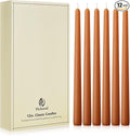 New Burning Formula Unscented Dripless 12-Inch Taper Candles Set of 12 - Burnt Orange, for Wedding, Dinner - Smokeless, Long Burning - Hand Poured, Colored Tall Candlesticks - Naranja Quemado