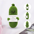 WASTIME Funny Knitted Wool Doll Toy with Positive Card - Creative Cute Mini Crochet Positive Potato Dolls Cheer Up Gift for Family Kids Friends Encouragement Decoration (Potato Girl & Pickle)