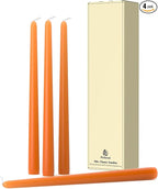 10-Inch Tall Dripless Taper Candles Set of 4 - Burnt Orange Tapered Candles, Perfect for Wedding,Dinner - Smokeless, Unscented, Long Burning - Hand Poured, Colored Tall Candlesticks