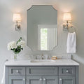ANDY STAR Brushed Nickel Mirror 24x36 Inch, Scalloped Bathroom Mirror, Silver Vanity Mirror in Anti-Rust Stainless Steel Metal Thin Frame Deep 1’’, Wall-Mounted Mirror (Horizontal/Vertical)